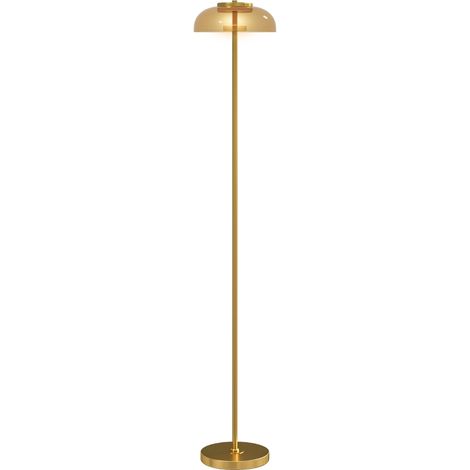 Lampadaire sur pied de salon, lampe salon LED avec lumière chaude 3000 K et interrupteur à pied, Ø25x134cm, ton laiton