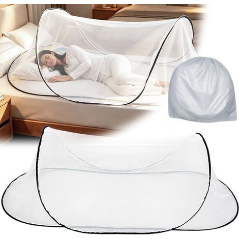 Moustiquaire Pliable, Moustiquaire de Voyage Pop-Up 200 x 80 x 56 cm, Légère Tente de Camping Portable, Moustiquaires Lit pour Dortoir et Maison, Installation Facile et Rapide (1/5)