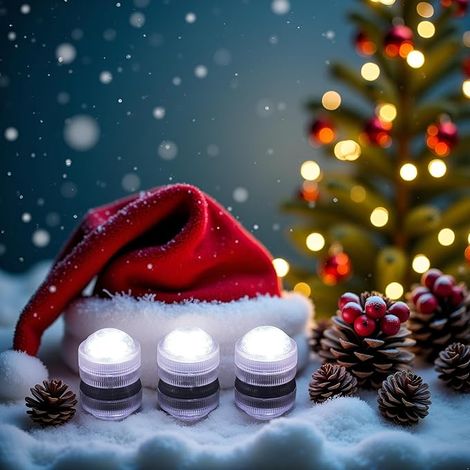 12 Pack LED Christmas Lights Flameless White Battery Halloween Pumpkin Waterproof Decoration for Aquarium Vase Wedding Christmas Party (003W) (1/5)