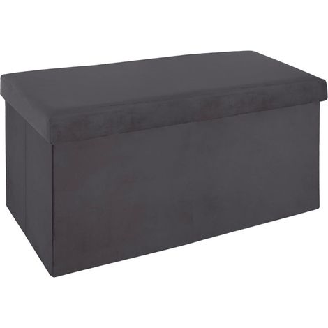 Pouf pliant double Gris foncé en velours - L. 76,6 x l. 38 x H. 37,5 cm -PEGANE- (1/2)
