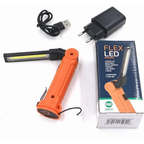 Lampada Portatile Pieghevole 170/30Lm, Colore Nero/Arancione (1/4)