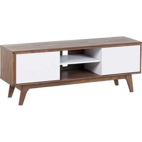 Soporte para TV estante de almacenamiento blanco de madera oscura gestión de cables moderno Rochester