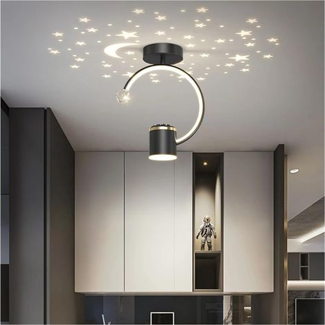 Mini plafonnier, éclairage ciel étoilé pour couloir, Ø 24 cm, projection d'étoiles, suspension intérieure, 3000 K/4500 K/6000 K, éclairage d'entrée (1/5)