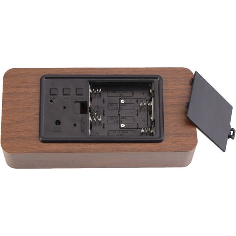 Réveil numérique LED en bois avec commande sonore, thermomètre, horloge de bureau électronique 1 (1/5)