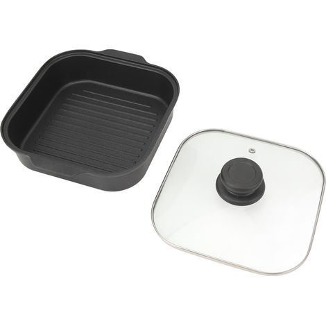 Poêle à griller multifonctionnelle d'extérieur en fonte d'aluminium antiadhésive, poêle coréenne avec couvercle (1/5)