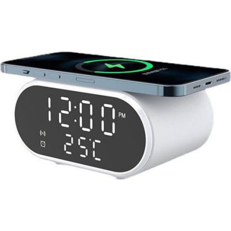 Horloge De Bureau - Chargeur Sans Fil Qi - Thermomètre Intégré - Compatible Avec Appareils Qi - 1 Pièce (1/4)