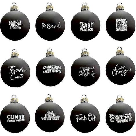Boules de Noël 2025-2024 avec des gros mots, lot de 12, décorations de sapin amusantes et provocantes (1/5)