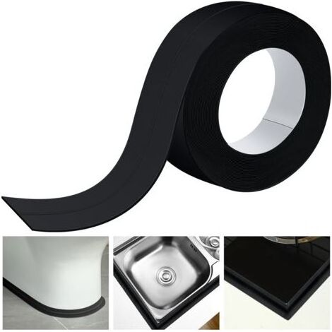 Ruban adhésif noir étanche 1 rouleau 3,2m2,2cm, bande de joint étanche auto-adhésive pour baignoire, mastic étanche anti-huile pour salle de bain, convient pour la protection des bords (1/5)