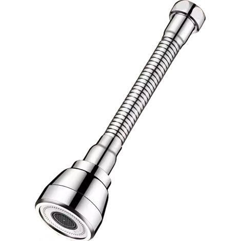 Extensión de grifo giratoria de 360°, 3 modos, aireador de grifo, adaptador de grifo (plateado, largo) (1/4)