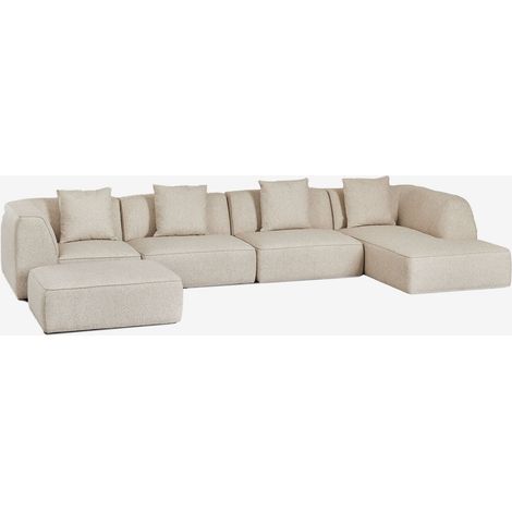 Divano componibile chaise longue destro a 4 pezzi con pouf imbottito Cardea SKLUM            