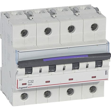 Disjoncteur DX3 50kA à vis 4 Pôles 400V 32A courbe C 6 modules LEGRAND 410177