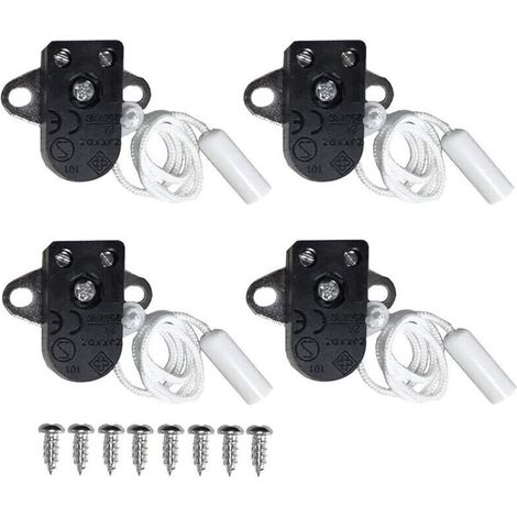 4 Pack Mini Interrupteur à Tirette Lnterrupteur à Tirette Avec Enclenchement Marche-arrêt Manuel - 2 A, 250 V CA/Noir (1/3)