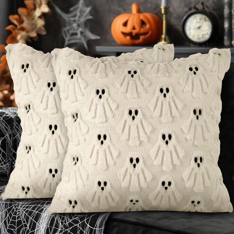2er-Set Halloween-Kissenbezüge mit Geistermotiv, 45 x 45 cm, Vintage-Kissenbezug-Set mit dreiaugigem Geist, Bettdekoration, grimmige Deko (1/5)