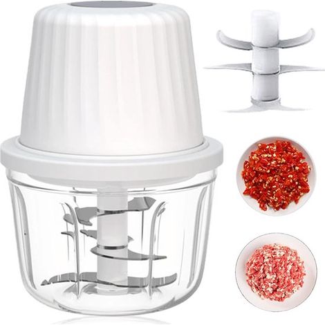 Hachoir électrique USB 400 ml, 6 lames, robot culinaire, compatible lave-vaisselle, mini hachoir-mixeur rechargeable USB K (1/5)
