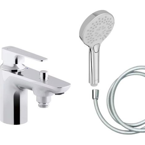 Mitigeur baignoire JACOB DELAFON Aleo+ + pommeau de douche Metro + flexible de douche lisse (1/5)