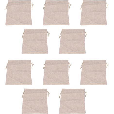 10 Sacs en Coton Lin Réutilisables 9x6,7 Pouces pour Stockage Aliments, Pain ou Fleurs
