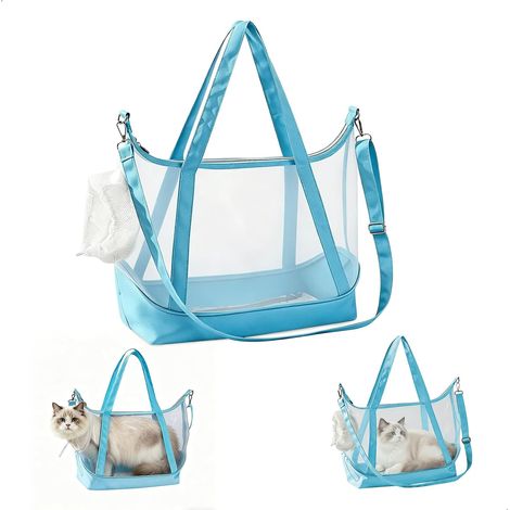 Sac de Transport pour Chien, Sac Transport Petit Chien Respirant, Sacs Transports Chiens, Sac de Transport avec Réglable Bandoulière pour Chiens pour Chat, Chaton, Chiot, Bleu (1/5)