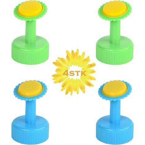 4 Pcs Srroseur Bouchon De Bouteille,Bouchon de La Bouteille,Arroseur Mini Bouteille Arrosage,Bonsai Arrosoir Tête d'arrosage pour arroseur pour arrosoir d'intérieur,semis,plantes et jardin, bleu, vert (1/5)