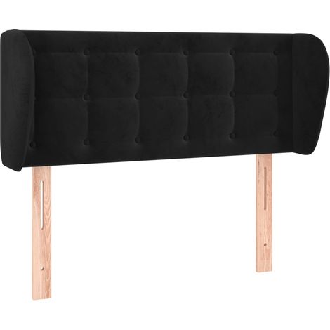 Testiera complemento letto arredo camera da letto con bordo laterale imbottito 83 x 23 x 78/88 cm Tessuto velluto nero TDL0204418