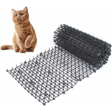 Katzenabweisende Matte mit Stacheldraht, Gartenmatte gegen Hunde/Katzen/Haustiere, stichfeste Kunststoffmatte für Haustiere, schwarz, 200 x 28 cm (1/2)