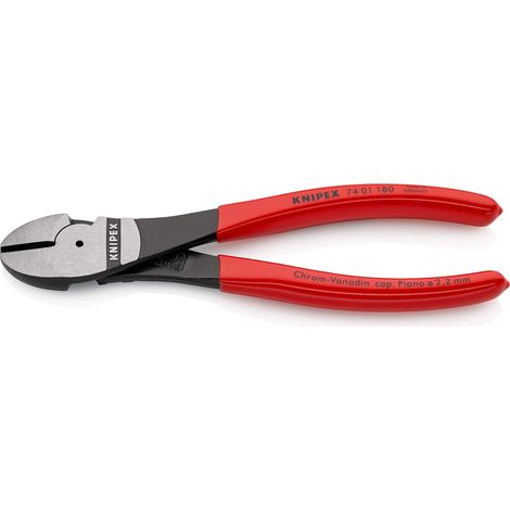 Knipex Tronchese Laterale per Meccanica Tipo Forte Bonderizzata Nera, Rivestiti in Resina Sintetica 180 Mm 74 01 180 (1/4)