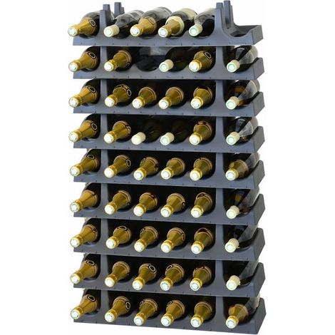 Modules 9 x 6 soit 54 Bouteilles - Range Bouteilles Empilable avec 54 étiquettes - Gris Anthracite - Livraison gratuite