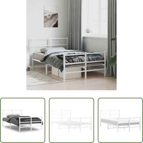 vidaXL Estructura cama sin colchón con estribo metal blanco 120x190 cm (1/5)
