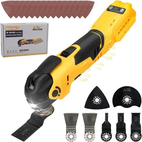Outil multifonction oscillant sans fil Dewalt 18-20 V – moteur brushless 300 W, 5 vitesses variables pour ponçage, découpe & décapage