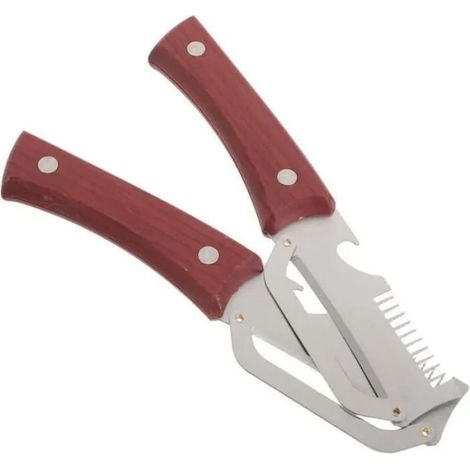 Lot de 2 éplucheurs de cuisine - Multifonction - Lame acier inoxydable - Manche bois antidérapant - Julienne & ouvre-bouteille -lan (1/5)