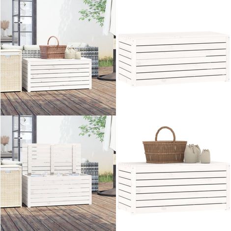 Boîte de jardin blanc 101x50,5x46,5 cm bois massif de pin - Rangement extérieur - Coffre de terrasse (1/5)