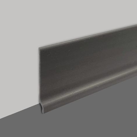 Plinthe souple en PVC, de grande qualité, Blanc, Gris clair, Gris foncé, ou Noir, hauteur 70 mm, longueur au choix - Gris Anthracite - 16 ML.