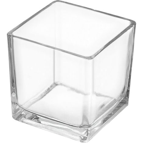 Klare, 1-teilige 4"-Glaswürfelvase für Tischdekorationen, Hochzeitsfeiern, Blumendekorationen, günstig in großen Mengen (1/5)
