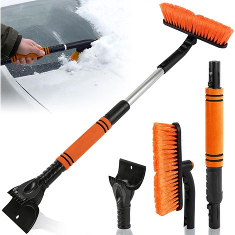 Grattoir Glace et Brosse Neige Extensible Balai Neige Voiture 2 en 1 Orange 73cm Brosse à Neiges Voiture avec Mousse Poignée et Rotation Brosses pour Voitures SUV Camion Pare Brise (1/5)