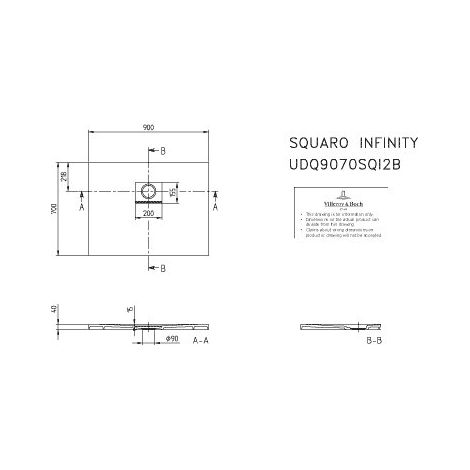 Villeroy & Boch UDQ9070SQI2BVAL DW Squaro Infinity 900x700x40 mm