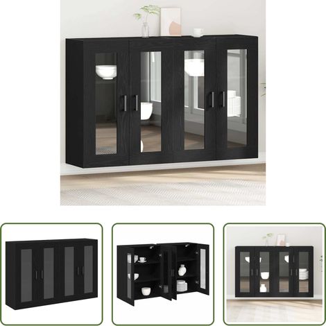 Holzschrank -  Wandschränke 2 pcs Schwarz Eichen-Optik 69,5 x 34 x 90 cm (1/5)
