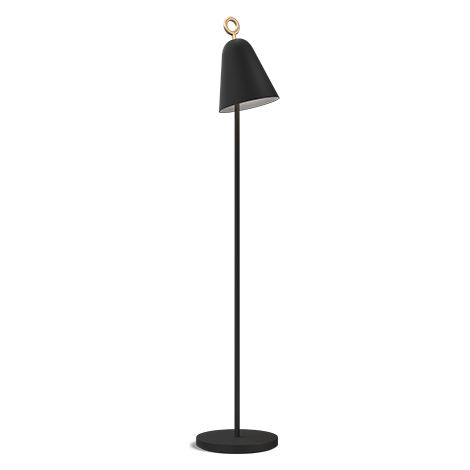 Bella Lampadaire Task Noir Plat, Gradateur Sur Cordon 1x E14