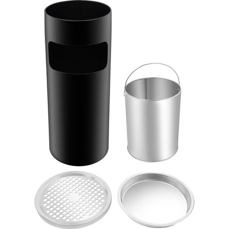 Poubelle, Acier Inoxydable, Bac Intérieur Amovible, noir (1/2)