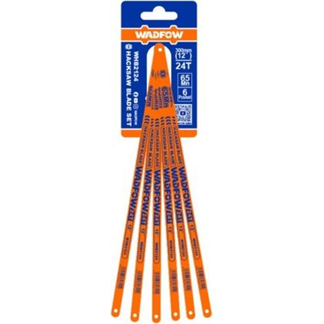 Lames de scie WADFOW 300 mm 24 TPI (6 pièces), acier 65 Mn, coupe précise et durable