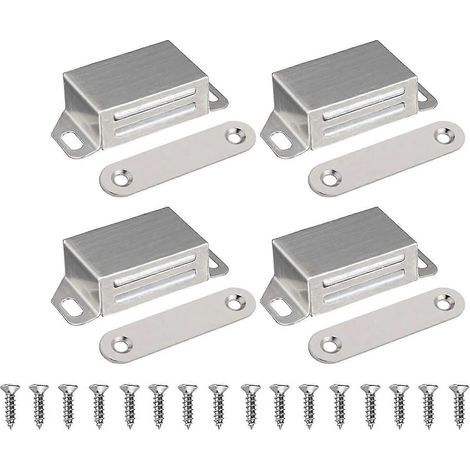 Aimant de fermeture magnétique pour porte de placard - Aimant de porte à verrouillage magnétique, aimant de meuble, en acier inoxydable, résistance de 10 kg (1/5)