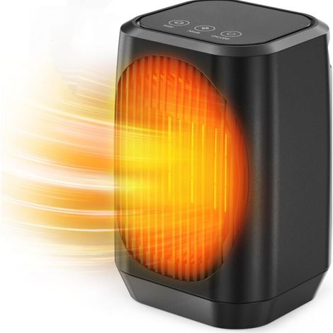 AIPERQ Portable Electric Heater Oscillating 70°, Small PTC Ceramic Heater 1200W with 3 Modes, Mini Heating/Cooling Fan for Office, Bedroom, Indoor (Black) (1/5)