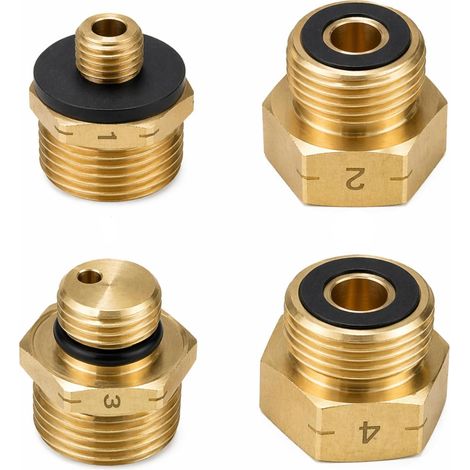 Lot de 4 adaptateurs pour bouteilles de gaz Euro n° 1-4 en laiton (1/5)