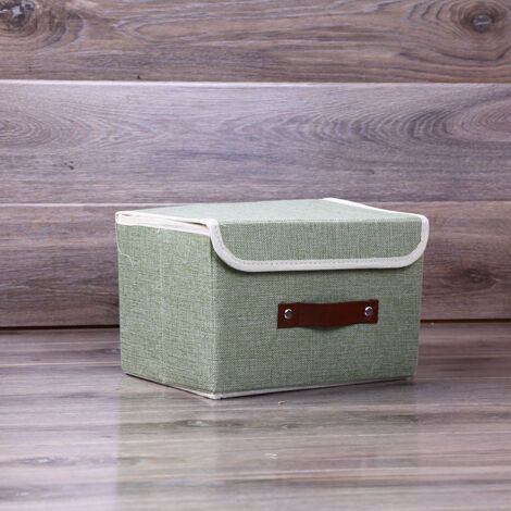 QORVA-Boîte de rangement pliable vert clair 38 x 25 x 25 cm, carton épais en coton et lin de haute qualité, boîte de rangement en tissu lavable, 1 pièce