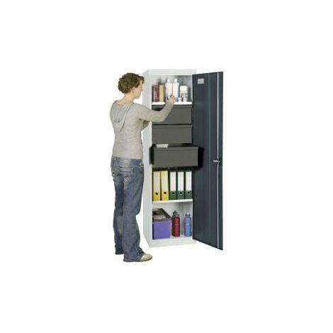 Stumpf Armoire à outils et matériel série 3000 gris clair / gris anthracite + 3 tiroirs 200 mm + 3 tablettes coulissantes - 3005471