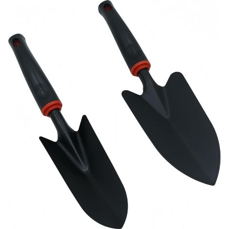 Lot de 2 pelles de jardin en acier au carbone (31 x 8,5 cm/31 x 6 cm), petite pelle à main, truelle à fleurs pour plantation, désherbage (1/5)