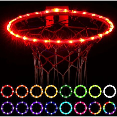 Lumières de panier de basket-ball, lumière LED de jante de basket-ball télécommandée, 16 changements de couleur par vous-même, étanche, super lumineux pour jouer la nuit à l'extérieur, bon cadeau pour (1/4)