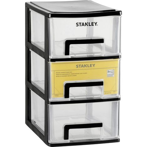 Stanley – Bac de rangement 3 tiroirs – Dimensions 23.86 x 17.96 x 30.2 cm – Construction en polypropylène – Accès facile avec tiroirs amovibles (1/5)
