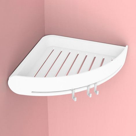 Étagère de salle de bain, étagère d'angle, étagère de rangement en plastique avec ventouses pour pare-douche