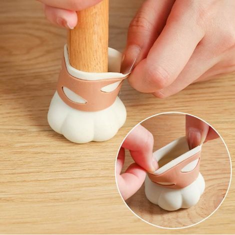 Lot de 4 protège-pieds de chaise pour parquet, motif pattes de chat, en silicone. (1/5)