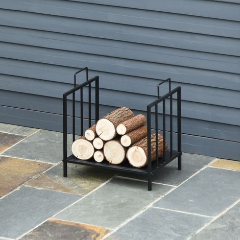 Noir 44,5x33x46,5 cm - Étagère traditionnelle à bois de chauffage pour cheminée, porte-bûches, rangement intérieur et extérieur, porte-bois (1/4)