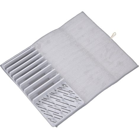 Esterilla escurridora de platos con soporte, plegable, con separadores, esterilla escurridora de fibra para utensilios de cocina